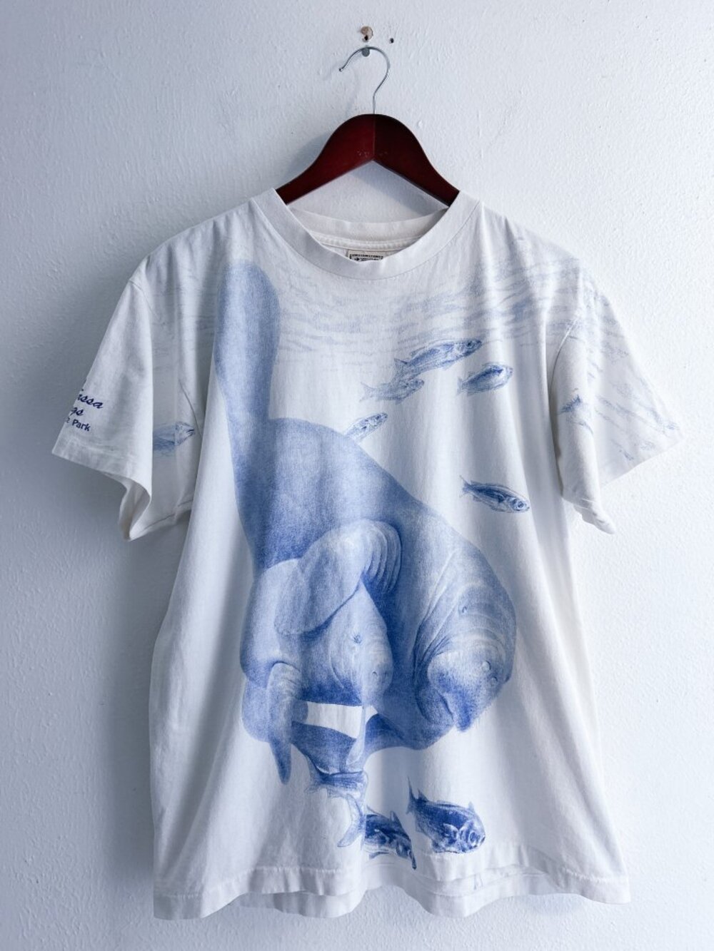 VINTAGE 90's Alore Single Stitch Fire Creek M.L. Kolbe Manatee Wildlife T-Shirt
